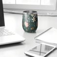 thumbnail image 3 of Floral 12oz Stainless Steel Insulated Wine Tumbler with Lid and Straw – Double Wall Vacuum Mug for Hot & Cold Drinks, 304 Steel Interior, Sweat-Free Design,Thanksgiving,Christmas, Spring,Flower, 3 of 5