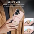thumbnail image 3 of Premium PU Leather for iPhone 16 Card Slots Wallet Back Case, Classic with Ring Kickstand Magnetic Button Stylish Drop Protection Phone Case Cover for iPhone 16, Rosegold, 3 of 9