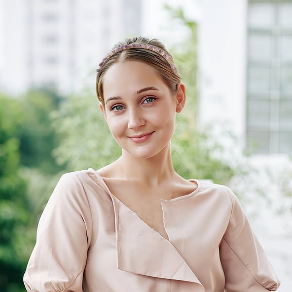 OUNONA Purple Crystal Rhinestone Headband Crown Style Hair Accessory for Bridal Celebration