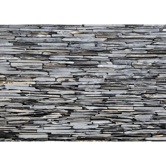 Dundee Deco Grey Stone Brick Wall Mural, 11'10" x 8'10"