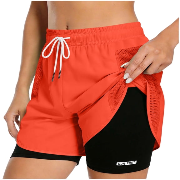 Enjoytime Running Shorts for Women Printed Drawstring Athletic Workout Gym Shorts with Liner and Pockets