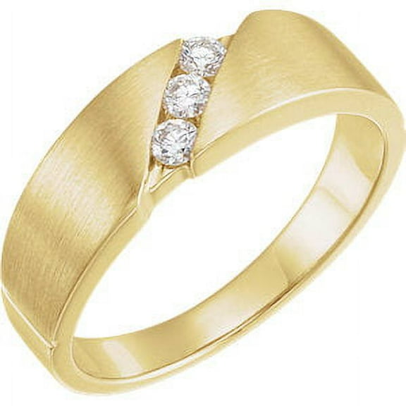 FB Jewels 14K Yellow Gold 1/5 CTW Diamond Men's Wedding Ring Band Size 11