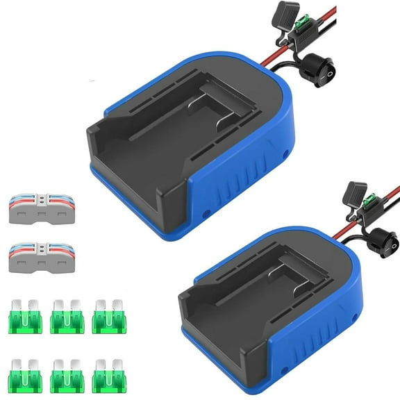 JIAHAOO 2 Pack 24V Battery Power Converter Adapter with Fuse On Off Switch & 14 AWG Wire for Robotics Projects Extension for Kobalt