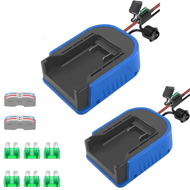 JIAHAOO 2 Pack 24V Battery Power Converter Adapter with Fuse On Off Switch & 14 AWG Wire for Robotics Projects Extension for Kobalt