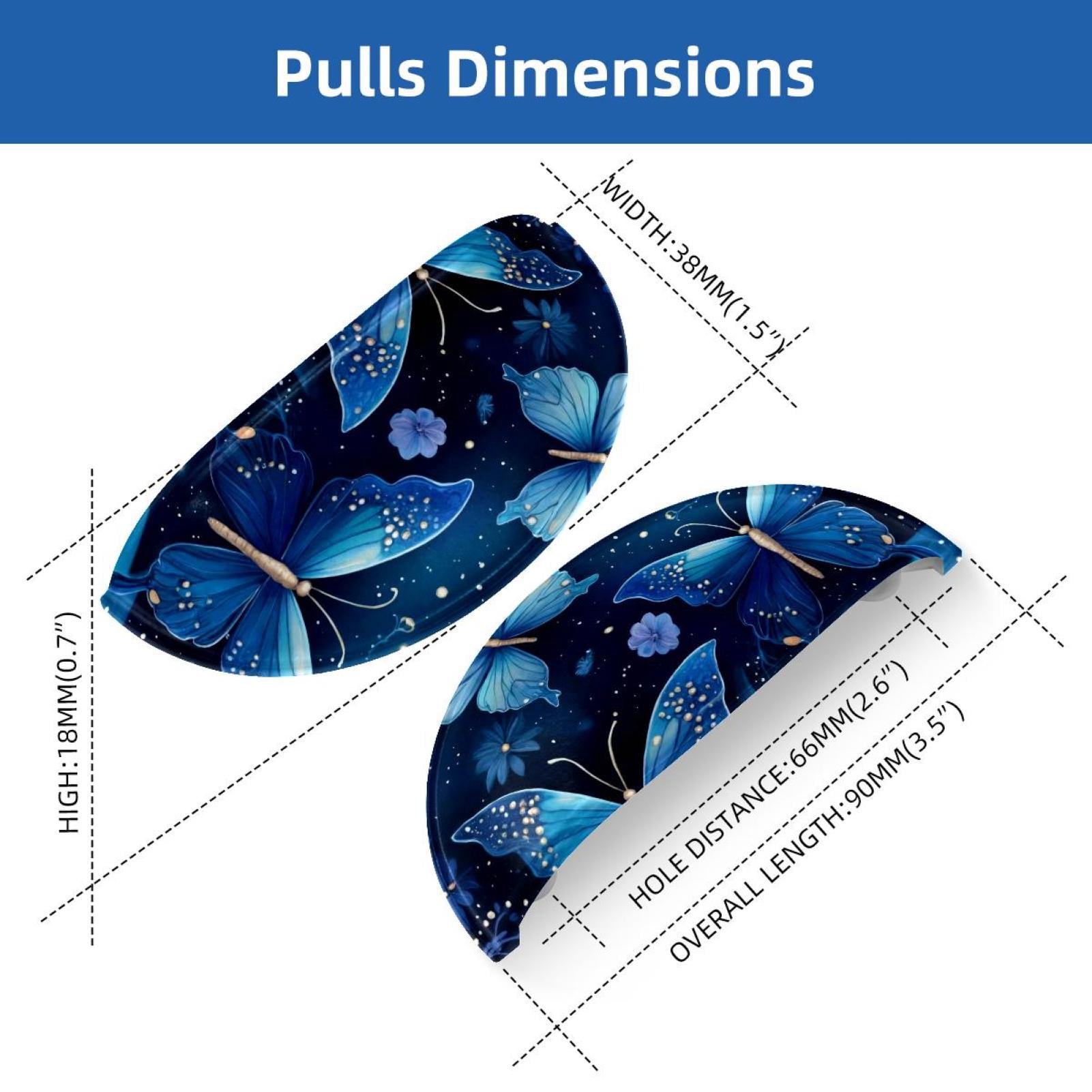 PhooArto 6 Pcs Cup Drawer Pulls, Blue Butterflies Galaxy Pattern Shell Shape Handles Cabinet Knobs for Dresser Cupboard Closet Wardrobe with Screws