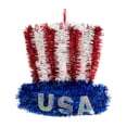 thumbnail image 2 of Red White Blue Patriotic Tinsel Wreath, 4th of July Festive Shaped Hanging Ornament, American Flag Inspired Decor for Front Door, Wall, Window, Independence Day and Patriotic Celebration, 2 of 7