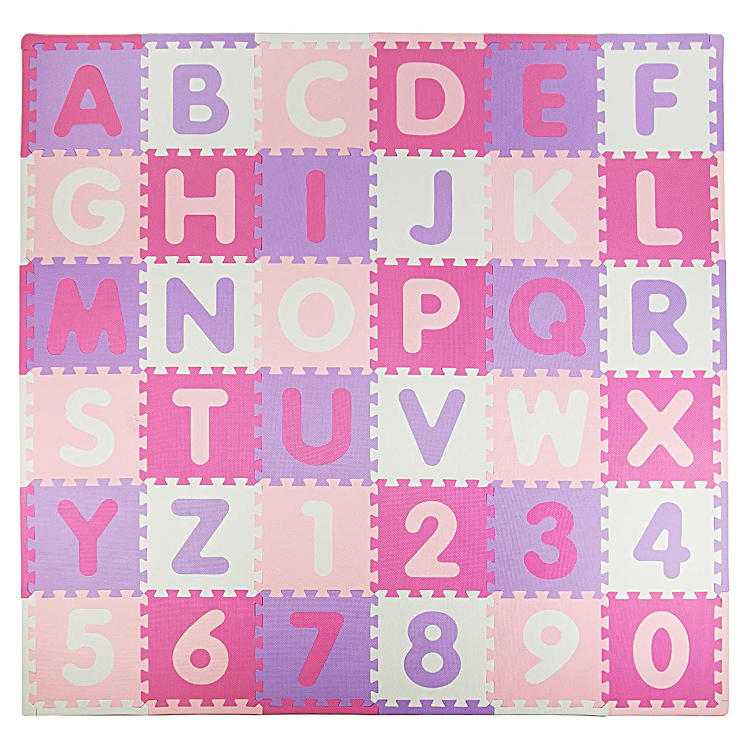 Tadpoles 36 Sq Ft Soft EVA Foam ABC Floor Mat, Pink/Purple