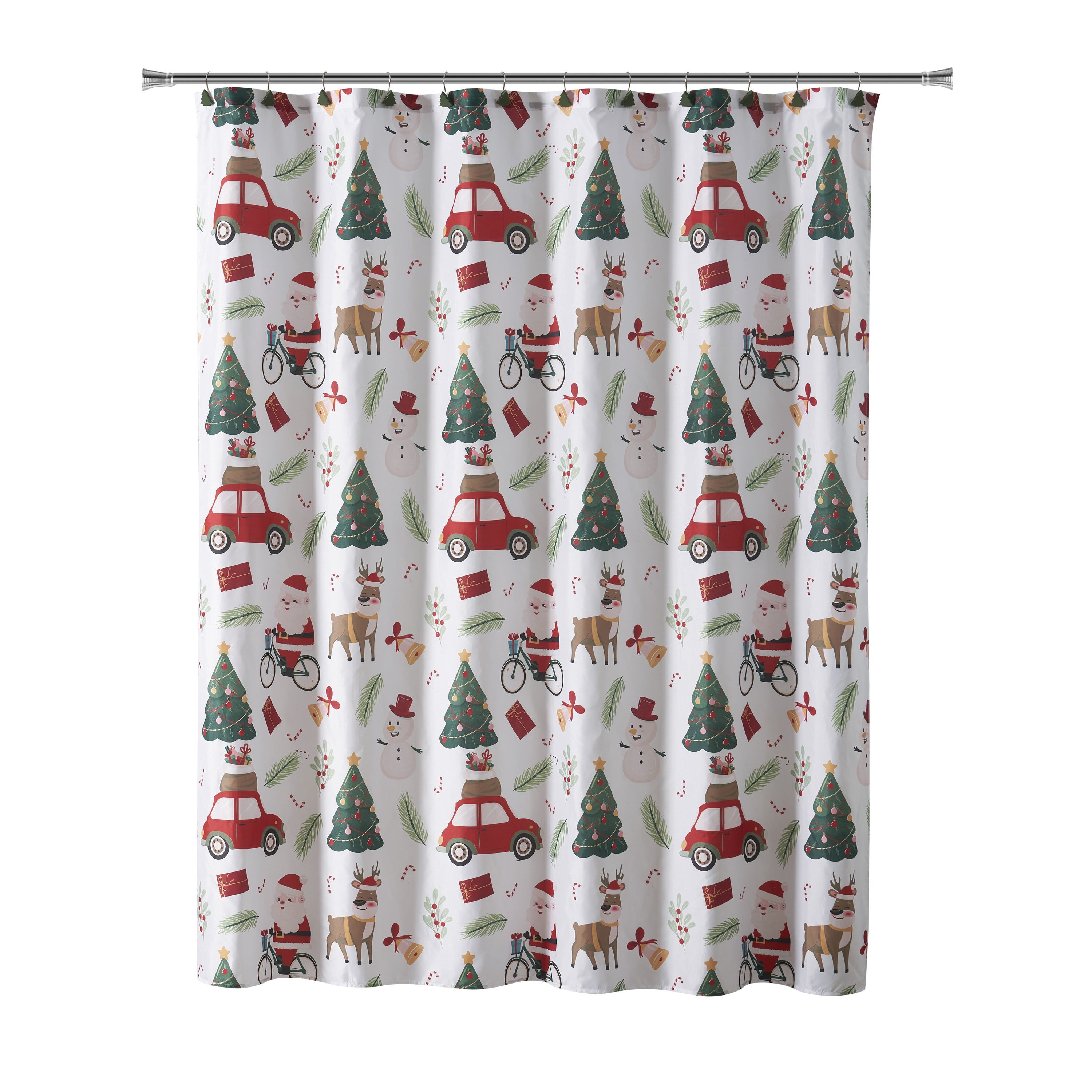 VCNY Home Santa Snowman 16-Piece Multicolor Polyester Shower Curtain Bath Set
