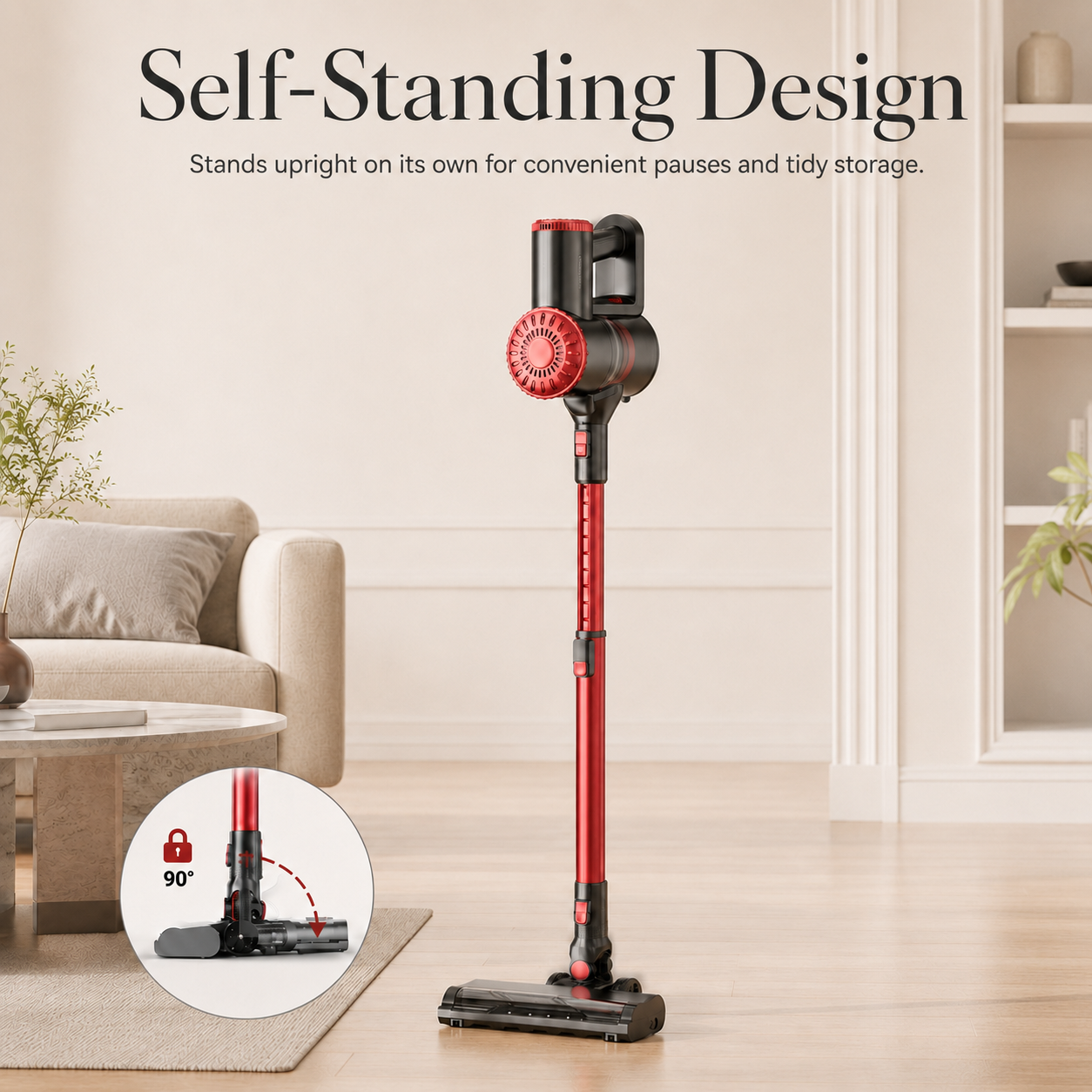 ANSFIL Cordless Stick Vacuum with 40KPA Suction, Red photo 3