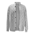 thumbnail image 4 of Ecqkame Men's Cable Knit Cardigan Sweater Fashion Winter Warm Loose Shirt Long Sleeve Stand Collar Button Up Solid Jackets A-Gray XXL, 4 of 4