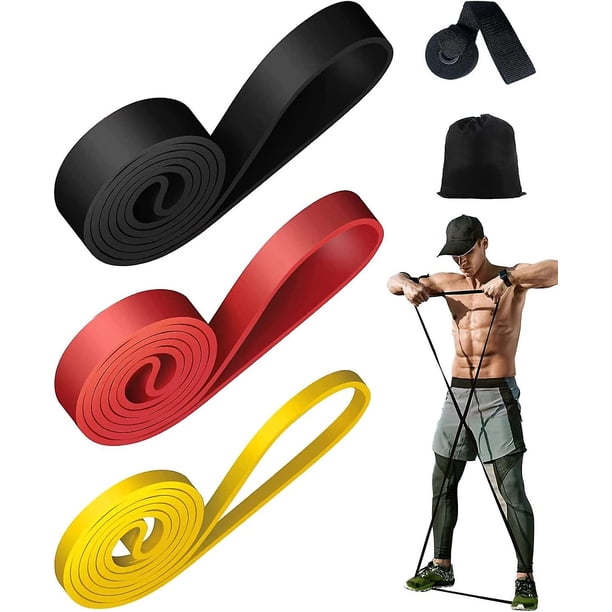 Bandas De Resistencia Para Ejercicios: (3 Piezas) Banda De Resistencia, Bandas Deportivas Elásticas Para Culturismo, Fitness, Pilates, Entrenamientos De Yoga, Ancla De Puerta Y Bolsa De Almacenamiento