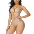 thumbnail image 3 of Backless Body Shaper Bra Women Plunging Deep V-neck Body Shaper Seamless Thong Invisibles Shapewear For Wedding, 3 of 5