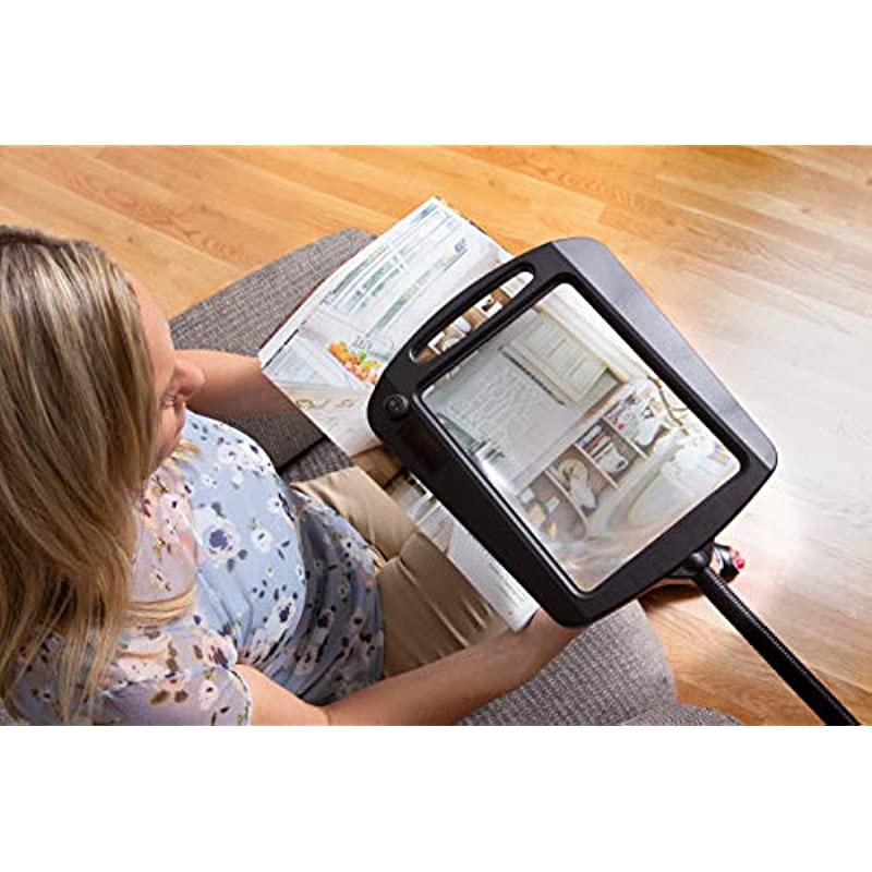 "daylight24 402039-04 Full Page 8 x 10 Inch Magnifier LED Illuminated Floor Lamp, Black"