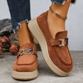 thumbnail image 2 of Orthopedic Loafers Shoes for Women Suede Arch Support Platform Slip on Round Toe Wide Width Lightweight Boat Shoes Brown Size 6.5, 2 of 6
