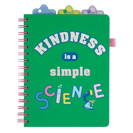 U Style Science Hard Cover Twin Wire Tabbed Paper Journal with Pen Loop, 9.05" x 6.811", 120 Sheets