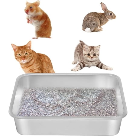 Stainless Steel Cat Litter Box, Kitten Litter Tray, Metal Cat Litter Pan, Non Stick Smooth Surface, Easy to Clean (17.5" L x 13.5" W x 4" H)