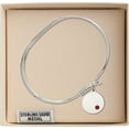 thumbnail image 3 of 7 inch Oval Eye Hook Bangle Bracelet w/ Plain Disc medal charm w/ July Red Swarovski Crystal, 3 of 3