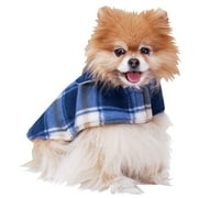 Reversible Plaid Fleece Coat in Navy for Dogs