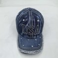thumbnail image 4 of Wide Brim Sun Hats Summer Outdoor Unisex Denim Baseball Cap with Letter Embroidered Sun Lightweight Breathable Washed Hat, 4 of 5