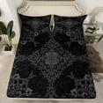 thumbnail image 2 of Manfei Baroque Floral Bed Sheets,Vintage Gothic Theme King Sheets,Black Gray Sheet Set For Boys Kids,Super Cozy Room Decor,4 Pieces, 2 of 7