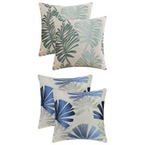 Unique Bargains 4 Pcs Leaves Pattern Throw Pillow Covers 18" x 18" Blue/Green