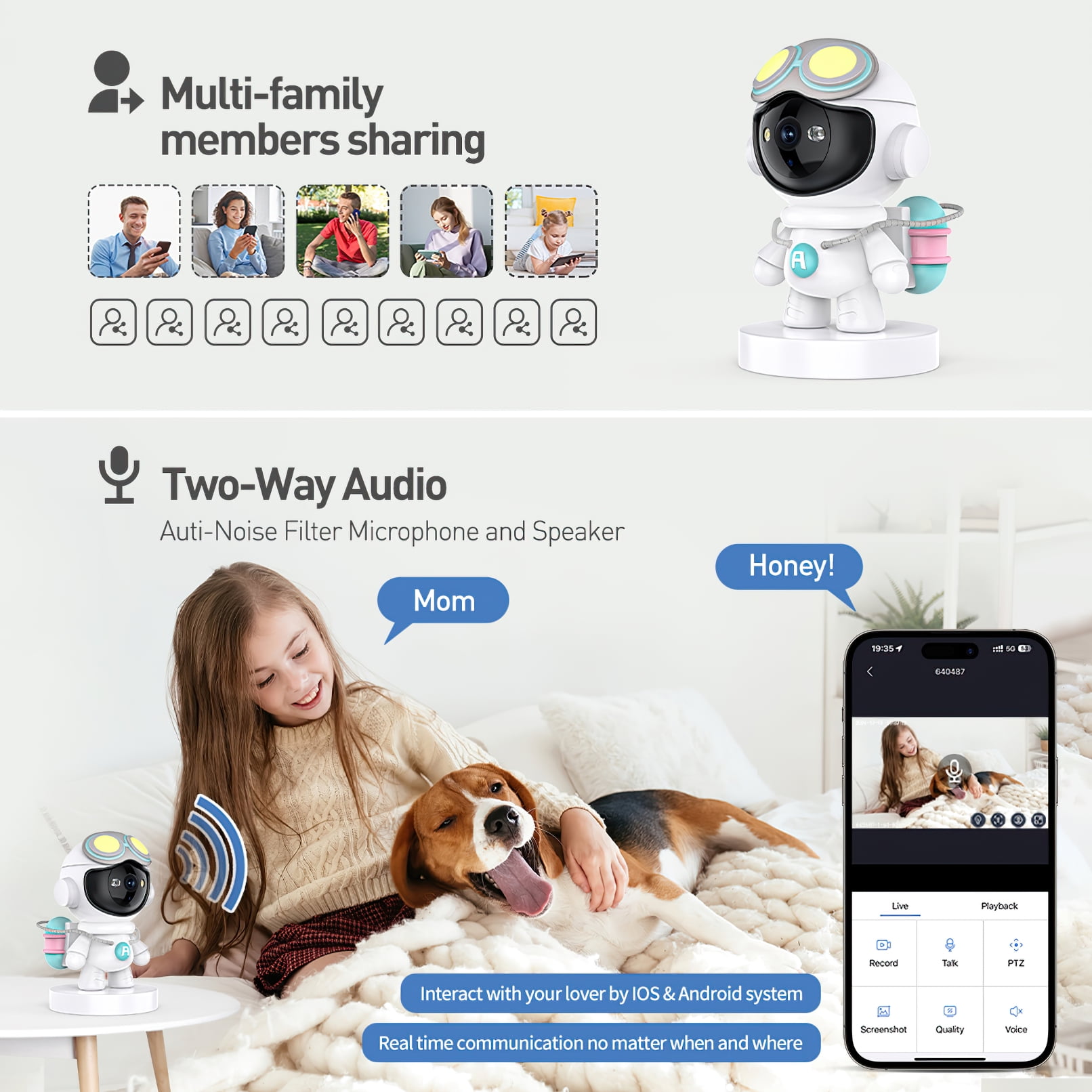 GPED 2K Indoor Security Camera for Baby Monitor, Dog Camera with Motion Detection, 2-Way Audio & Night Vision, WiFi Nanny Camera with Safety Alerts, Cloud & SD Card Storage
