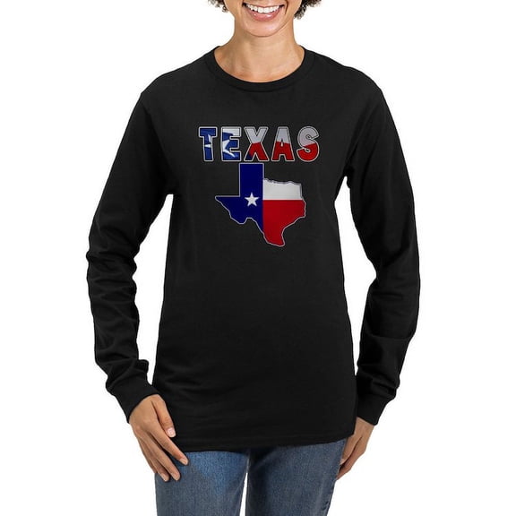 CafePress - Flag Map With Texas Women's Long Sleeve Dark T Shi - Women's Long Sleeve Graphic Tee Casual Fit