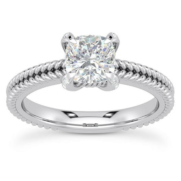 Kiva Jewel 1.66 Ct Lab Created Diamond Ring - Cushion Cut Engagement Ring in 14K White Gold Plated Ring - Wedding Ring for Women's - Proposal Rings - Gifts for Her - Jewelry for Milestones