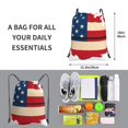 thumbnail image 2 of Pofeuu American Flag Map Print Drawstring Backpack Water Resistant String Bag Sports Sackpack Gym Sack with Side Pocket for Men Women, 2 of 6