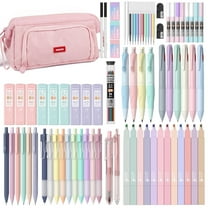 Nicpro 78 PCS Pen Case Supplies, 12 Pastel Highlighters, 12 Color & Black Ink Gel Pens, 10 Mechanical Pencils 0.5, 0.7, 0.9, 2.0 mm, 6 Ballpoint Pen