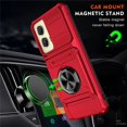 thumbnail image 4 of For Motorola Moto G Stylus 5G 2024 Phone Case with Finger Ring Holder Kickstand, Card Slots，Heavy Duty Shockproof Rugged Protective Working with Magnetic Car Phone Mount,Red, 4 of 8