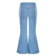thumbnail image 2 of Ocealan Kids Girls Elastic Waist Flare Jeans Ripped Fitted Denim Pants Raw Hem Bell Bottom Pants Light Blue 12, 2 of 5
