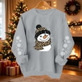 thumbnail image 5 of Women's Snowman Graphic Sweatshirt Crew Neck Long Sleeve Snowflake Sleeve Casual Pullover Top, 5 of 6