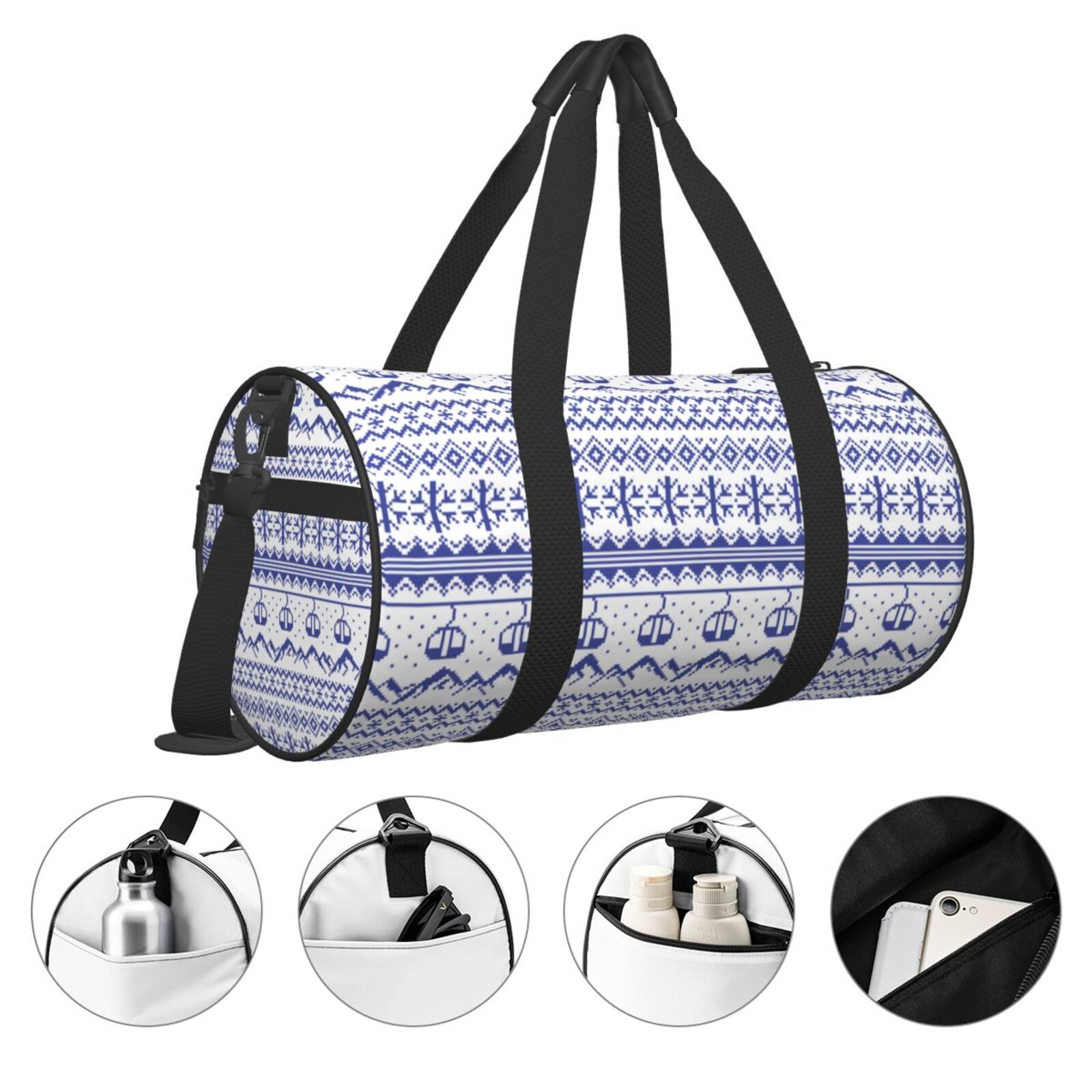 Vsdgher Abstract Gondola Snowflake 45L Foldable Duffel Bag, Sports Gym Bag,Overnight Bag, Portable Weekender Bag for Airplanes