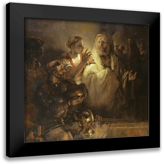 Rembrandt Van Rijn, 13x12 Black Modern Framed Museum Art Print Titled - Denial of St Peter