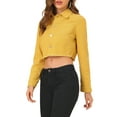 thumbnail image 5 of INSPIRE CHIC Women's Jean Jacket Frayed Button Up Washed Cropped Denim Jacket Mustard XL, 5 of 9