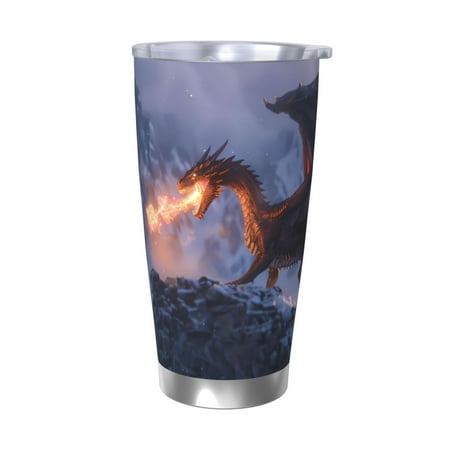 

Ocsxa Winter Fire Dragon Pattern 20oz Travel Coffee Mug with Flip Lid Stainless Steel Insulated Insulated Coffee Mug Thermal Cup with Splash Proof Sliding Lid-Without Straw