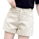 thumbnail image 4 of Primavera y novedad de verano Pantalones cortos de mezclilla de pierna ancha sueltos rectos en forma de A de cintura alta rosa pantalones cortos finos para estudiantes para mujer, 4 of 4