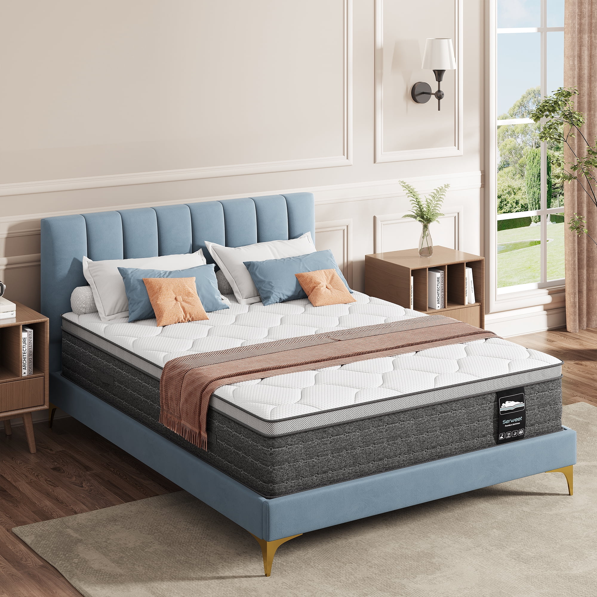 Serweet 10" Full Size Hybrid Memory Foam Mattress, Fiberglass Free, CertiPUR-US Certified, Mattress in a Box