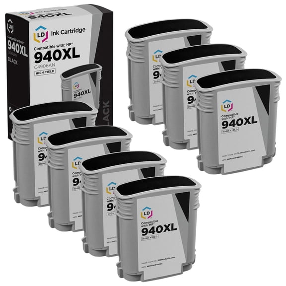 LD Products Compatible Replacement for HP 940XL/C4906AN 7PK HY Black Cartridges