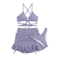 thumbnail image 5 of Mifsaly Two Piece Swimsuit For Women Bikinis Sets Ruched Skirted Bottoms & Crisscross Wrap Halter Bikini Top Beach Summer Vacation Ruffle Swimwear L, 5 of 5