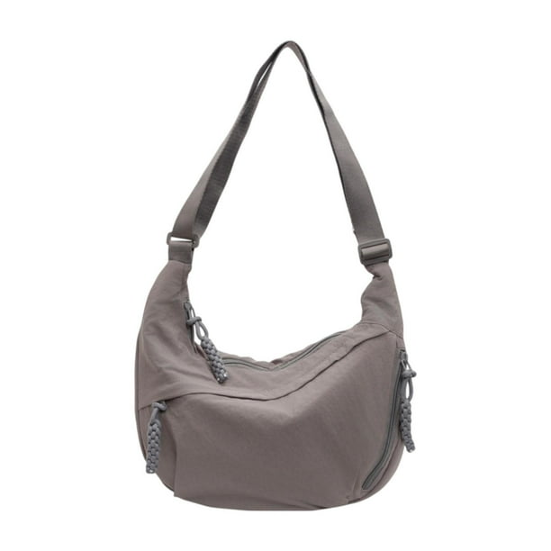 Bolsa de hombro simple Bolsa de Nylon Nylon Crossbody para viajar en el trabajo de compras Gris