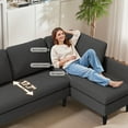 thumbnail image 3 of Asofer 4-Seat Sectional Sofa, Convertible Sofa Bed with Comfy Seat Cushion, for Living Room, Apartments, Office, Dark Gray, 3 of 10