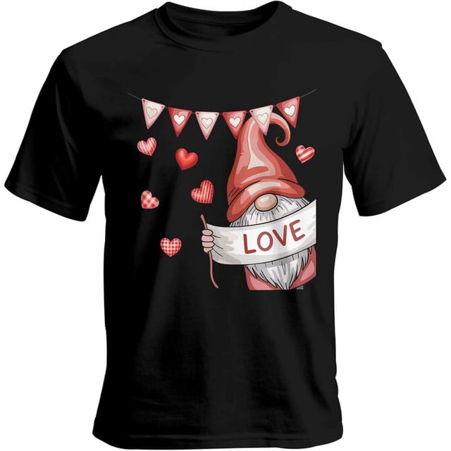 Camisetas para hombre, camisetas casuales de manga corta con diseño de gnomo de amor para San Valentín, camisetas gráficas para adolescentes, niños y hombres.