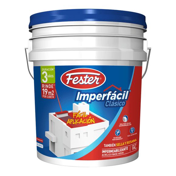 Impermeabilizante Acrílico Base Agua Fester Imperfácil Clásico 3 Años 19L Blanco