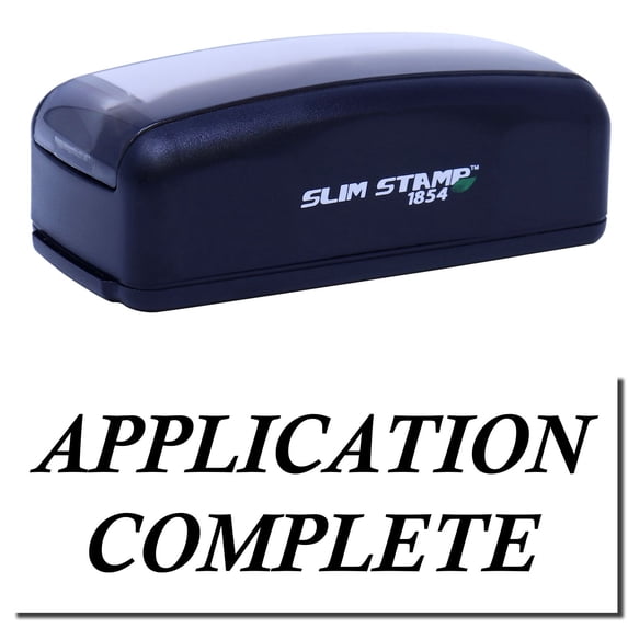 Large Pre-Inked Application Complete Stamp, Slim 1854, Ultra Slim Design, Impression Size 1-13/16" by 2-1/2", Up to 25,000 Impressions - Black Ink