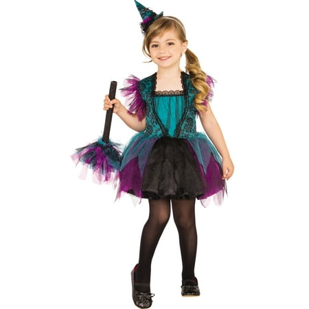 Bewitching Witch Girl Child Purple Turquoise Halloween Costume