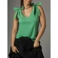 thumbnail image 4 of Rdhnmea Women's Bow Tie Tank Tops V Neck Shoulder Strap Sleeveless Shirts Slim Fit Summer Going Out Knit Camisoles Streetwear, 4 of 9
