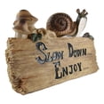 thumbnail image 2 of Ebros Helix Shell Snail By Mushrooms On Trunk Log With Slow Down Enjoy Sign, 2 of 6