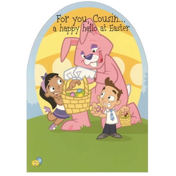 Freedom Greetings Easter Bunny with Two Kids: Cousin Easter Card